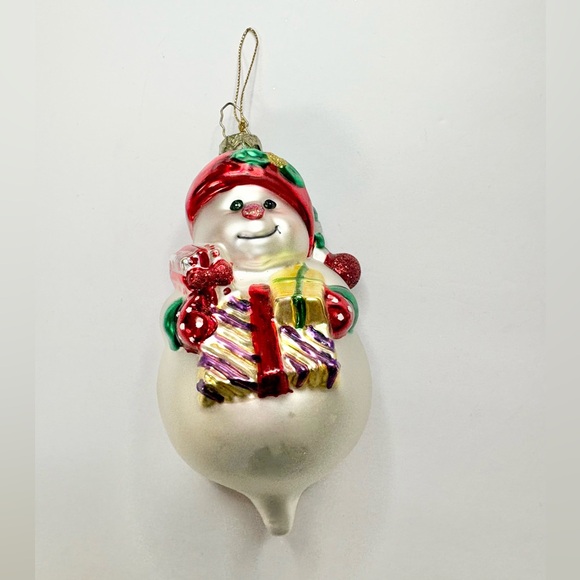 BK Other - Vintage 1998 BK Lumiere Cheerful hand blown glass Snowman Ornament with Gifts
